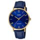 Golden Watch With Blue Leather Strap